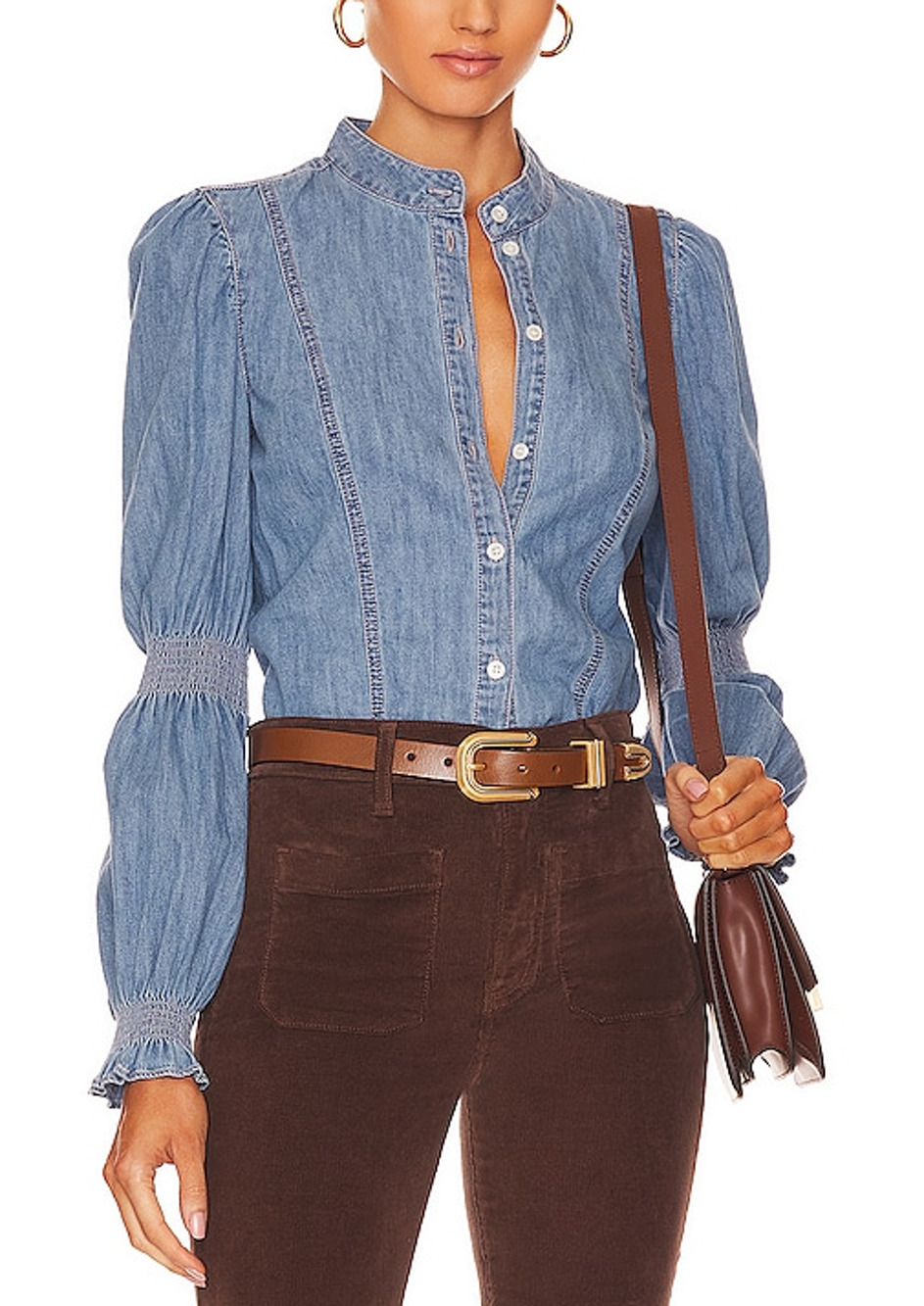 Veronica Beard Chambray Blue Dalton Blouse Size 4 NWT